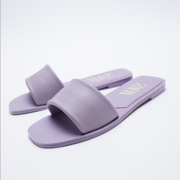 zara padded flat leather sandals